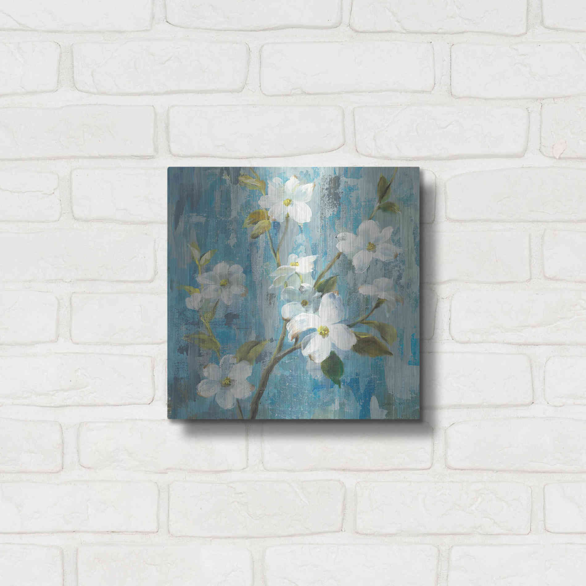 Luxe Metal Art 'Graceful Magnolia I' by Danhui Nai, Metal Wall Art,12x12