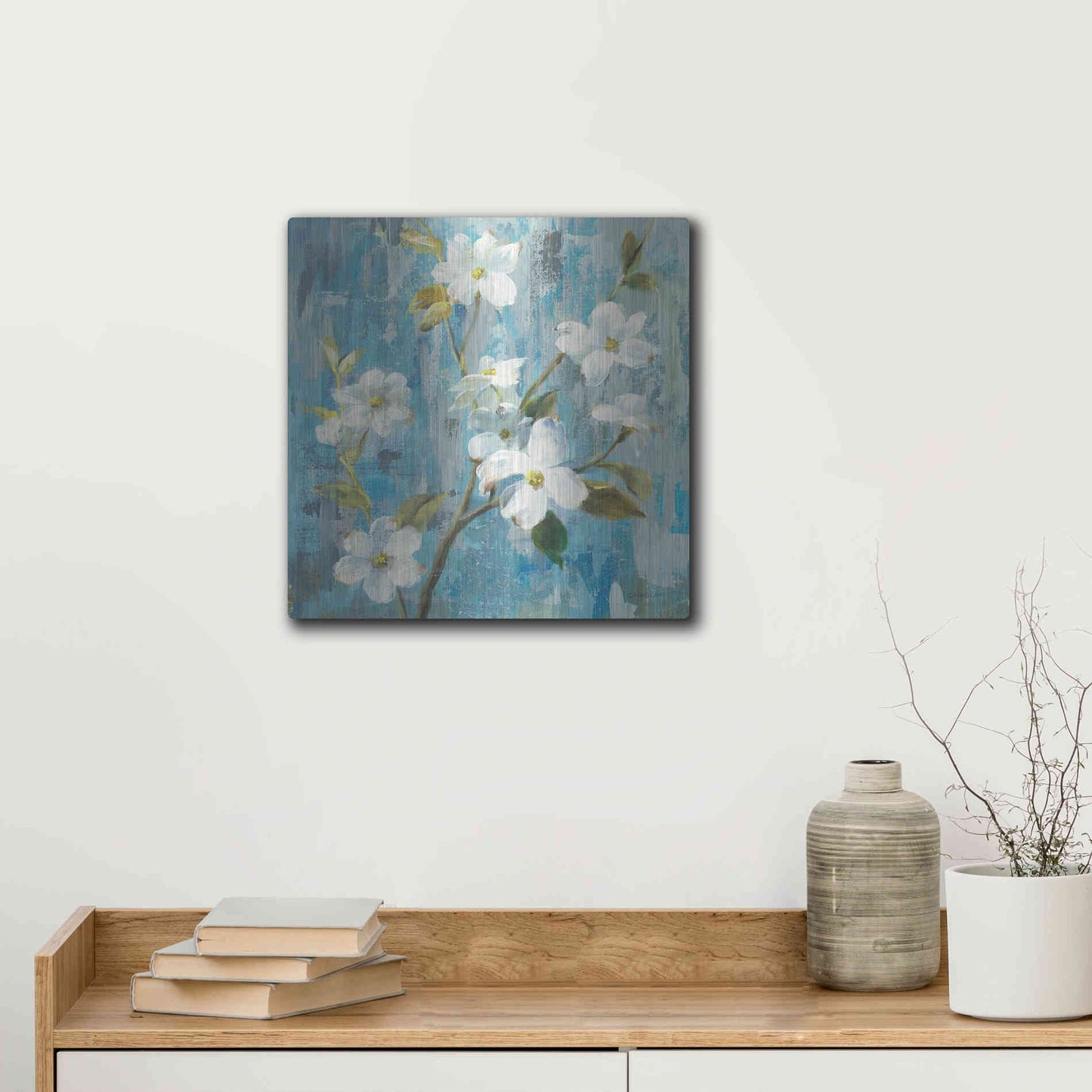 Luxe Metal Art 'Graceful Magnolia I' by Danhui Nai, Metal Wall Art,12x12