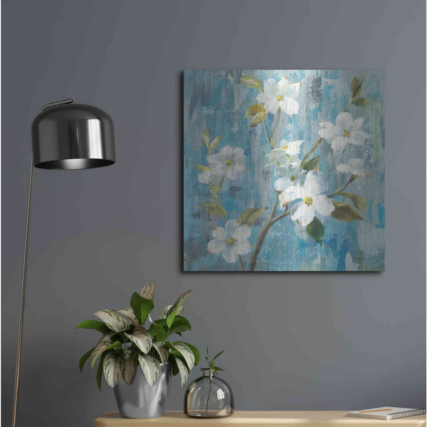 Luxe Metal Art 'Graceful Magnolia I' by Danhui Nai, Metal Wall Art,24x24