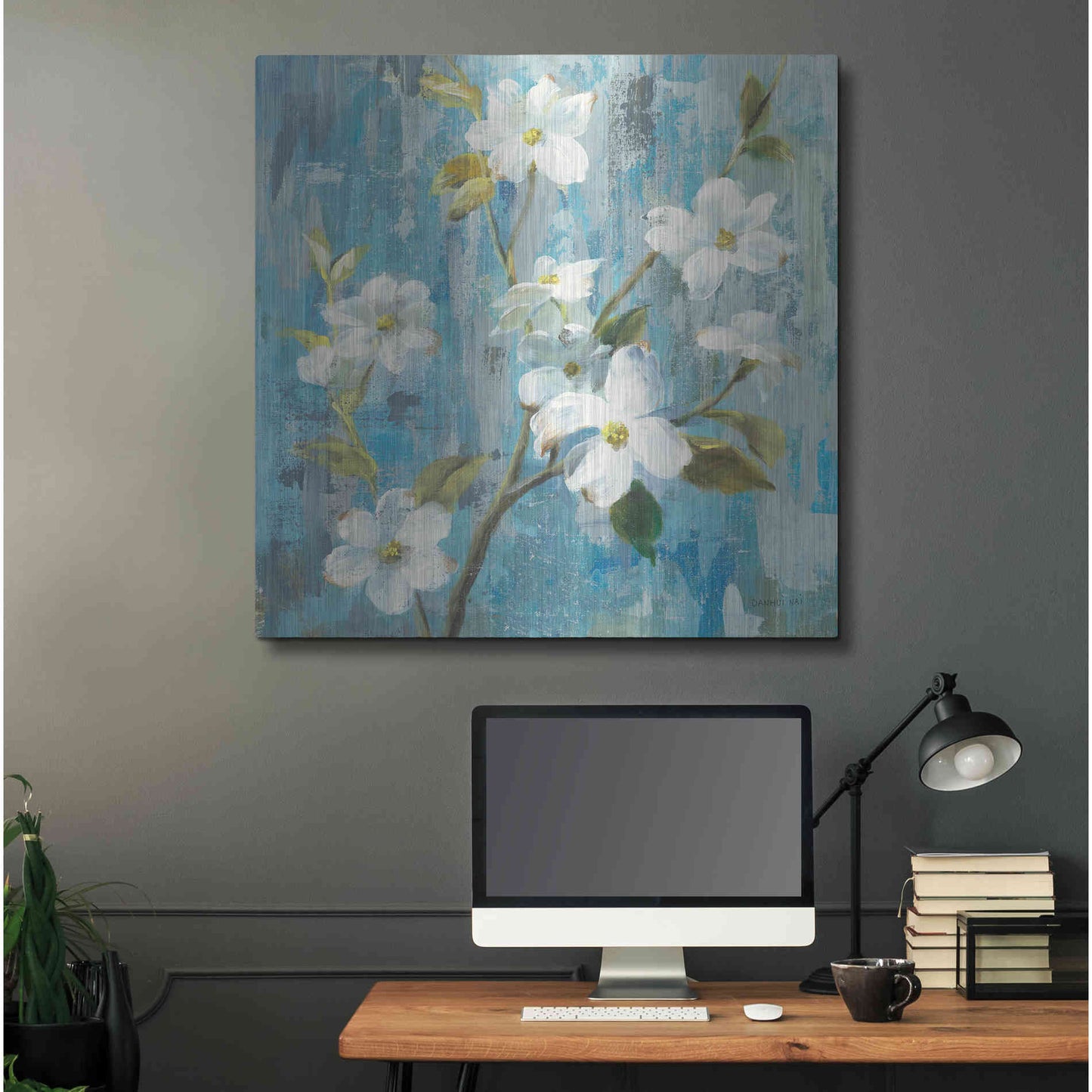 Luxe Metal Art 'Graceful Magnolia I' by Danhui Nai, Metal Wall Art,36x36