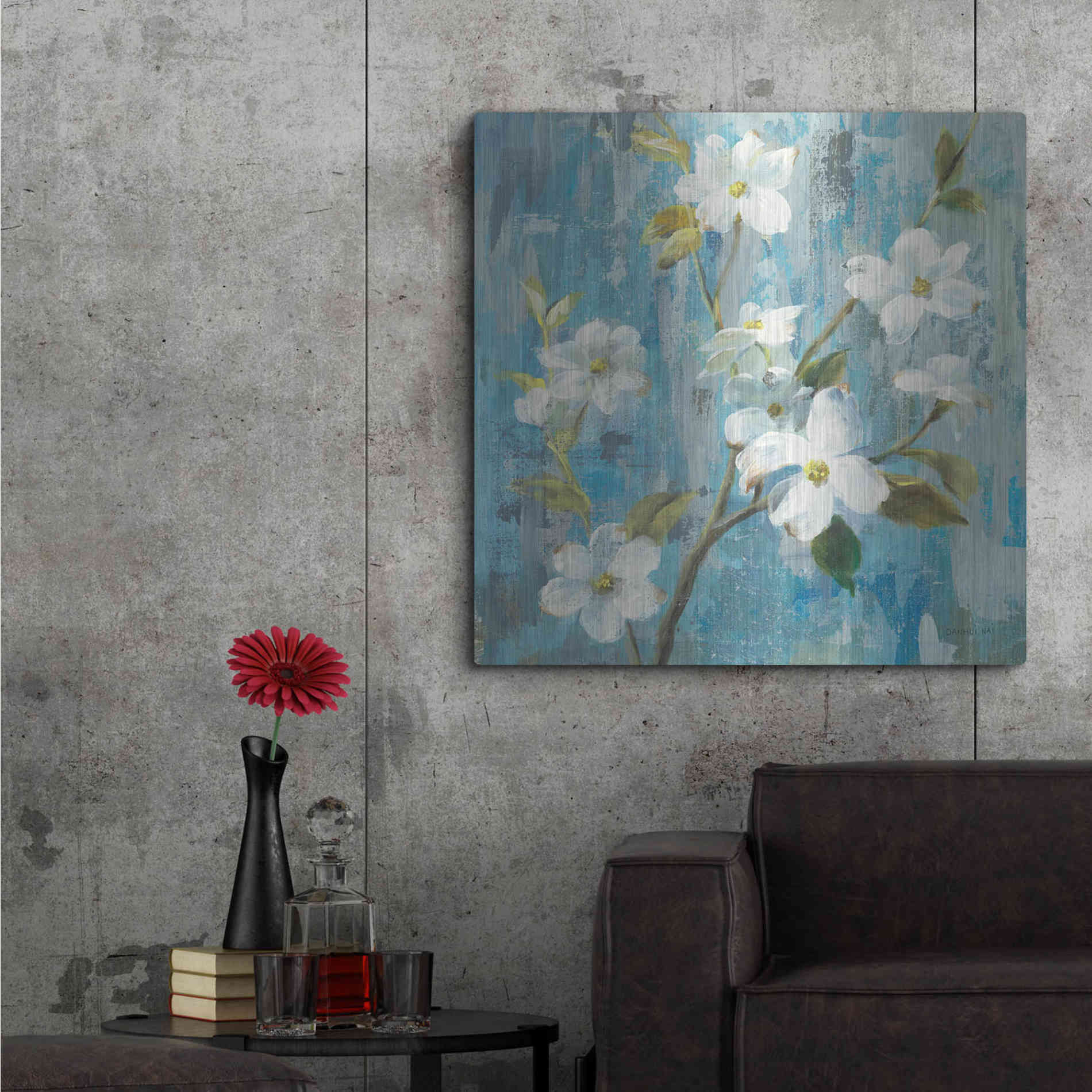 Luxe Metal Art 'Graceful Magnolia I' by Danhui Nai, Metal Wall Art,36x36