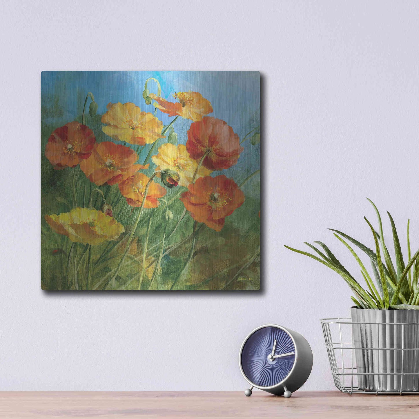 Luxe Metal Art 'Summer Field IV' by Danhui Nai, Metal Wall Art,12x12