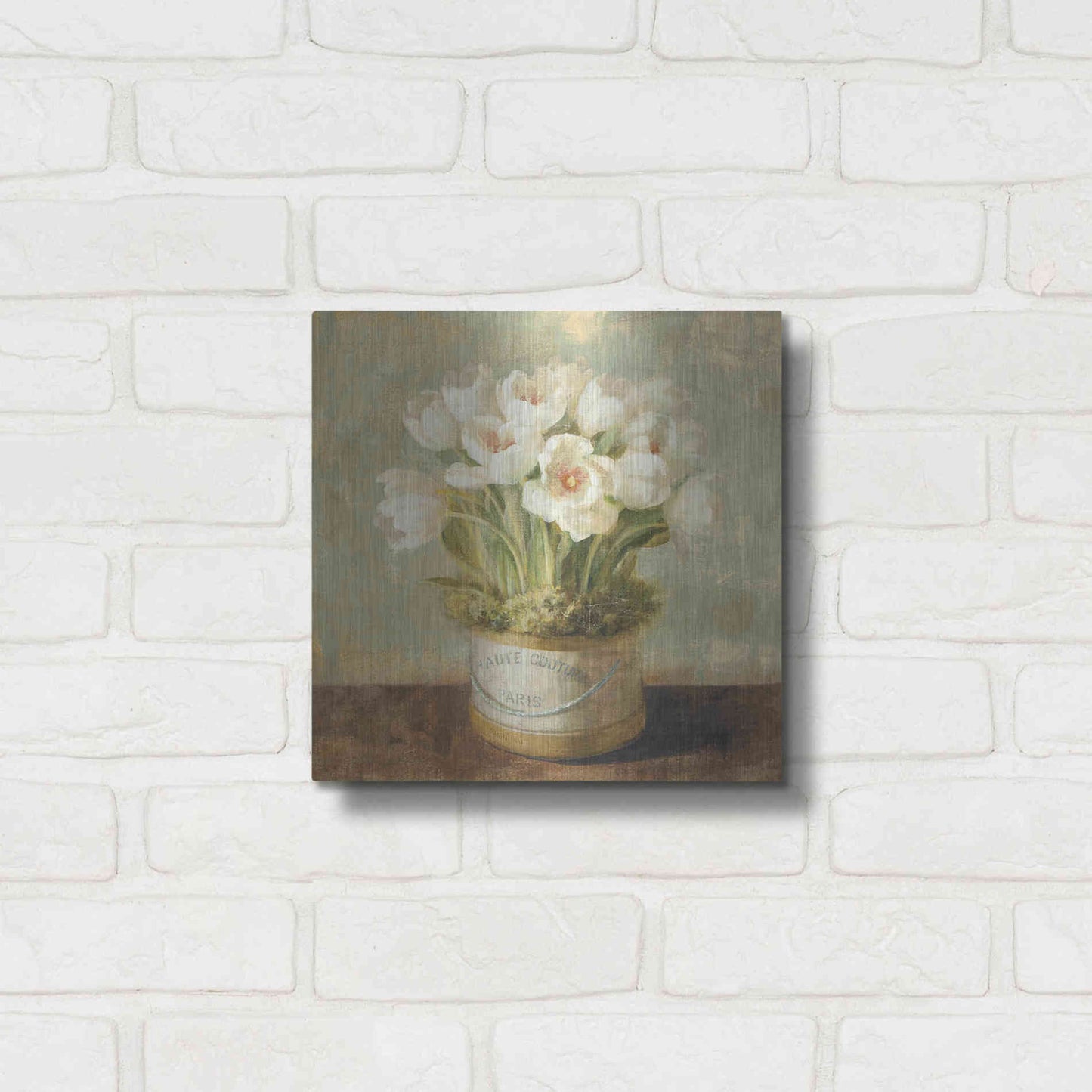 Luxe Metal Art 'Hatbox Tulips' by Danhui Nai, Metal Wall Art,12x12
