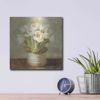 Luxe Metal Art 'Hatbox Tulips' by Danhui Nai, Metal Wall Art,12x12