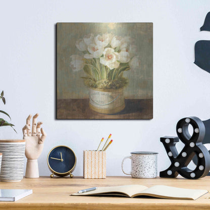 Luxe Metal Art 'Hatbox Tulips' by Danhui Nai, Metal Wall Art,12x12