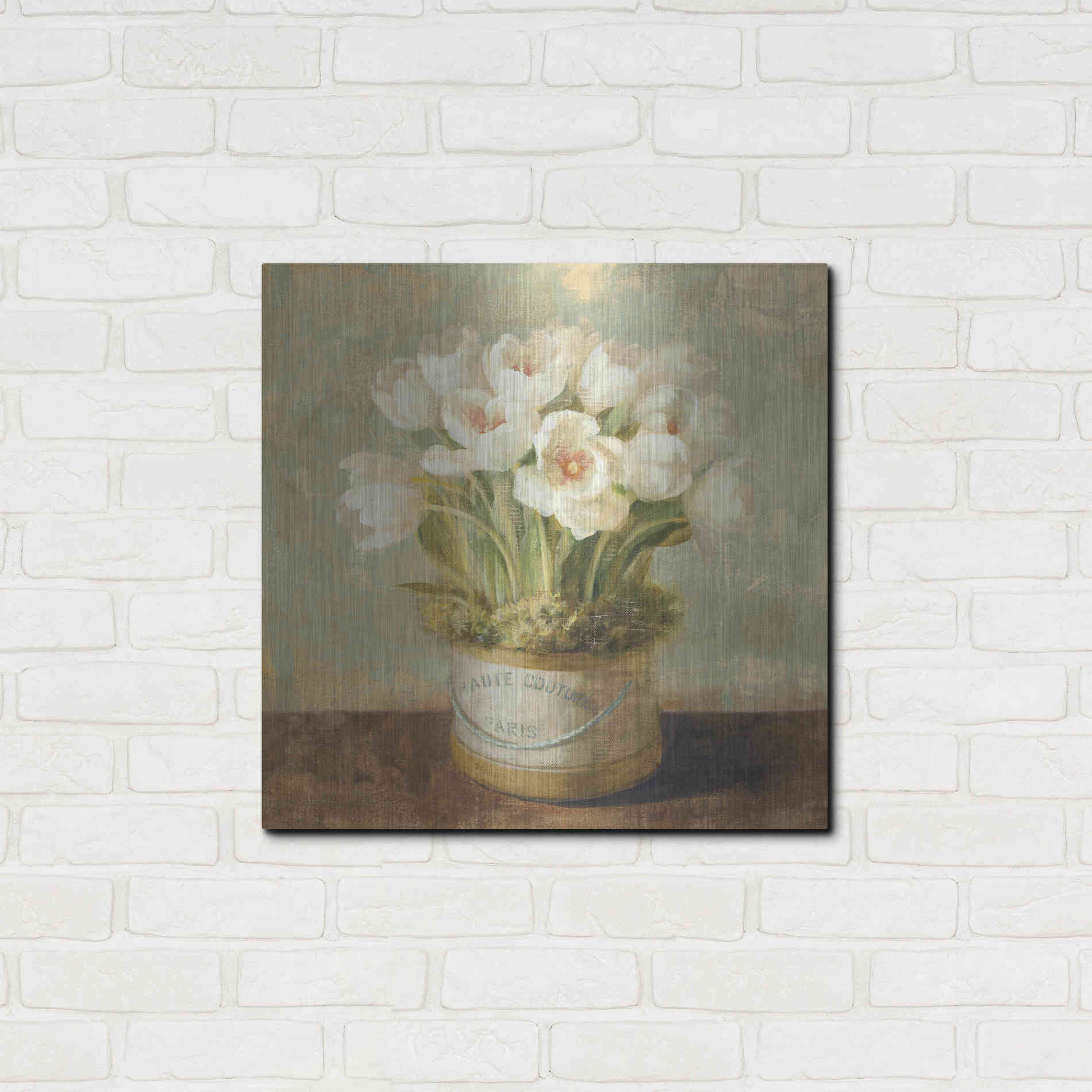 Luxe Metal Art 'Hatbox Tulips' by Danhui Nai, Metal Wall Art,24x24