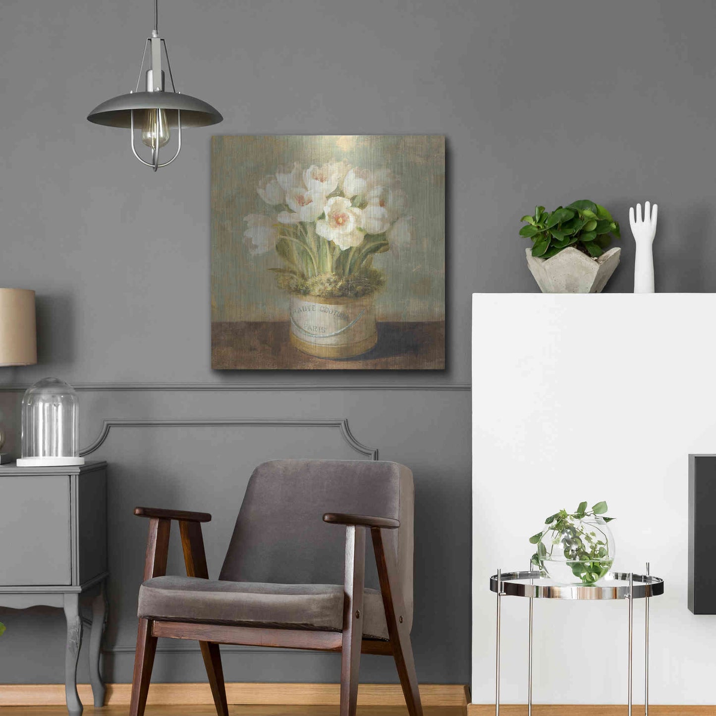 Luxe Metal Art 'Hatbox Tulips' by Danhui Nai, Metal Wall Art,24x24