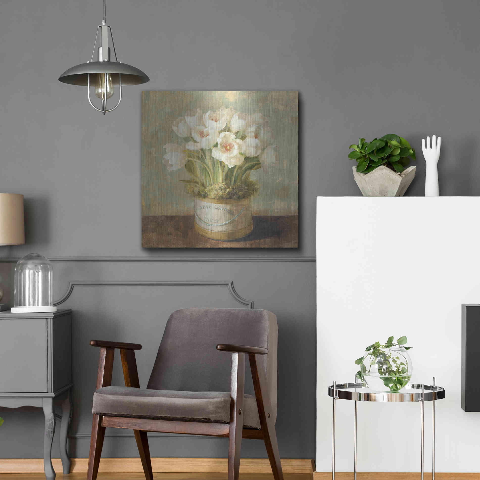 Luxe Metal Art 'Hatbox Tulips' by Danhui Nai, Metal Wall Art,24x24