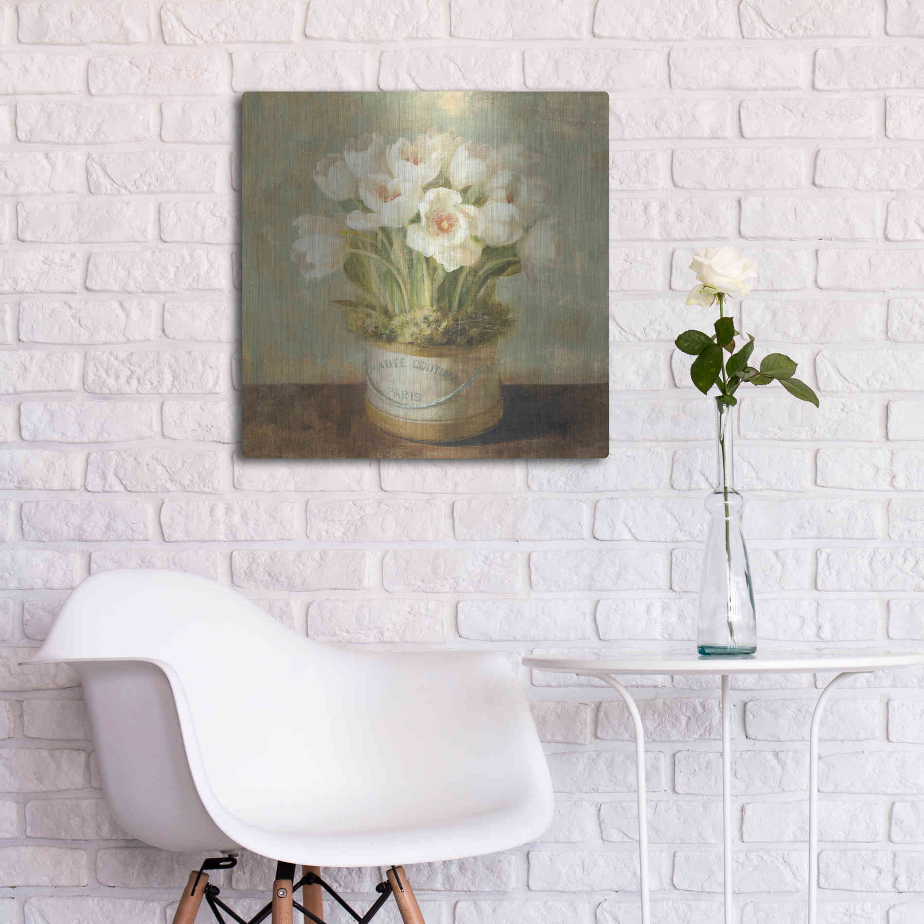 Luxe Metal Art 'Hatbox Tulips' by Danhui Nai, Metal Wall Art,24x24