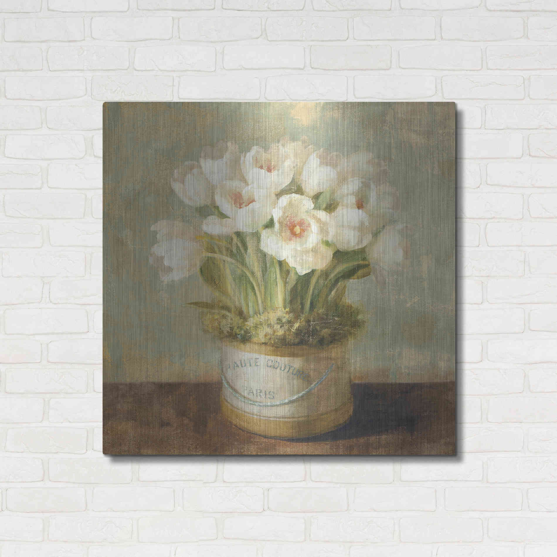 Luxe Metal Art 'Hatbox Tulips' by Danhui Nai, Metal Wall Art,36x36