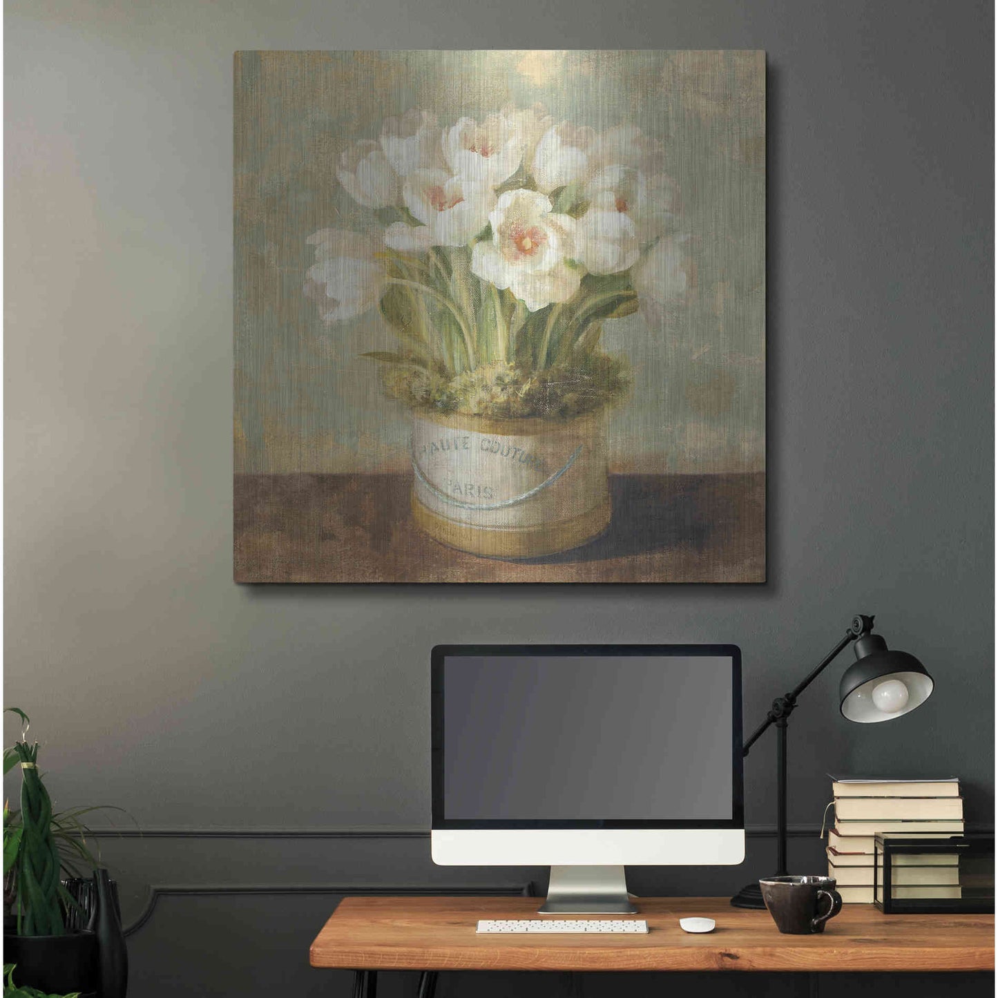 Luxe Metal Art 'Hatbox Tulips' by Danhui Nai, Metal Wall Art,36x36