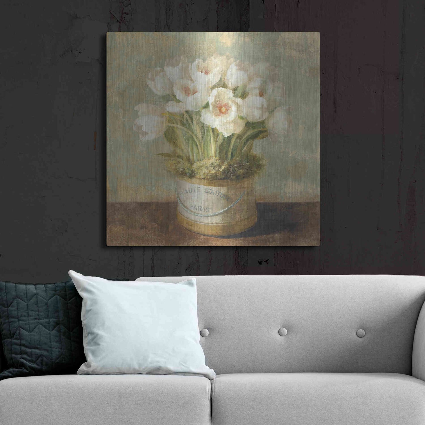 Luxe Metal Art 'Hatbox Tulips' by Danhui Nai, Metal Wall Art,36x36