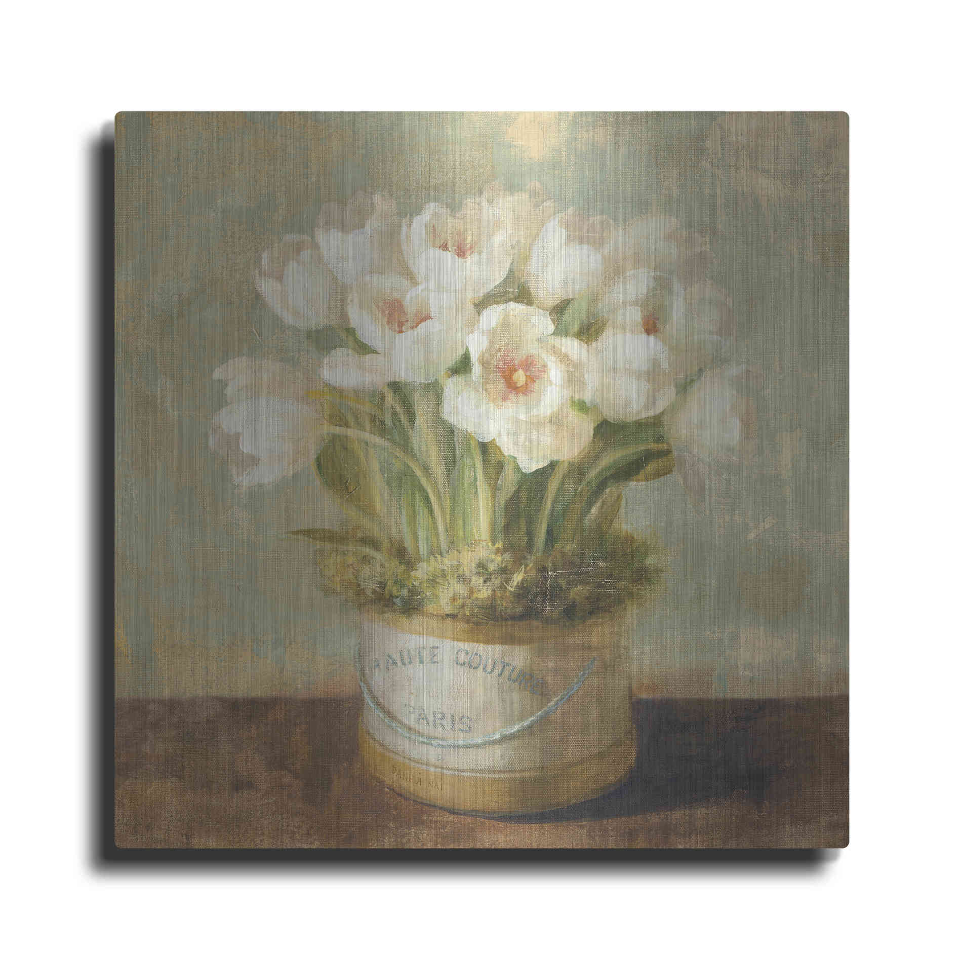 Luxe Metal Art 'Hatbox Tulips' by Danhui Nai, Metal Wall Art