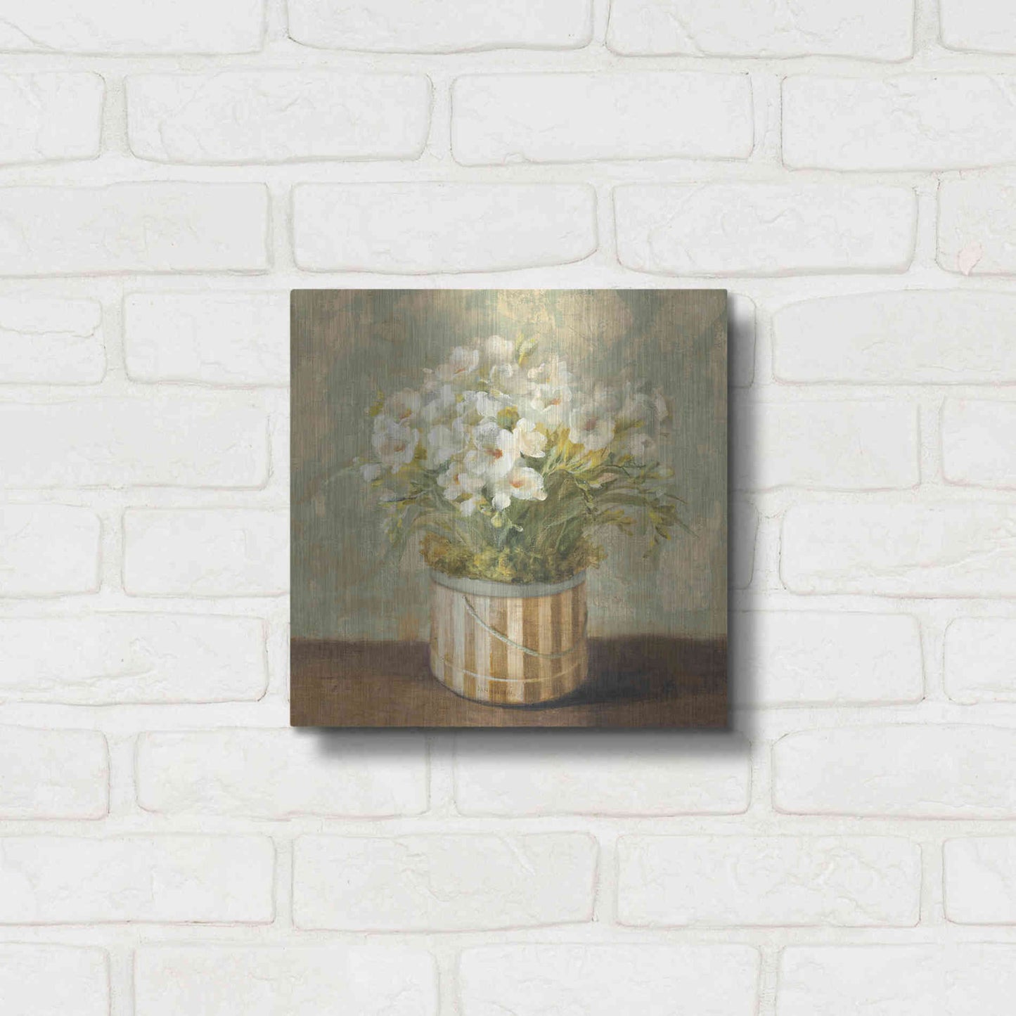 Luxe Metal Art 'Hatbox Freesia' by Danhui Nai, Metal Wall Art,12x12