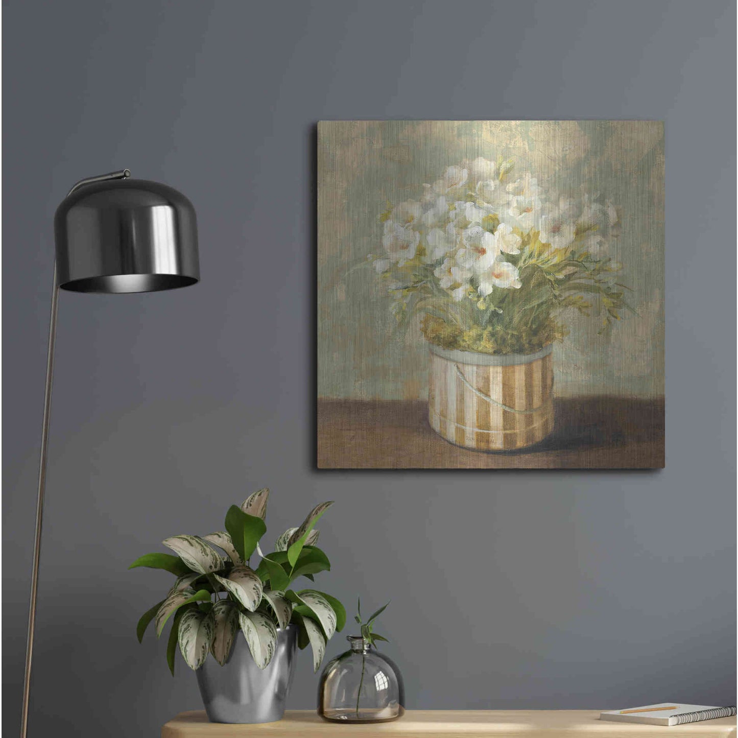 Luxe Metal Art 'Hatbox Freesia' by Danhui Nai, Metal Wall Art,24x24