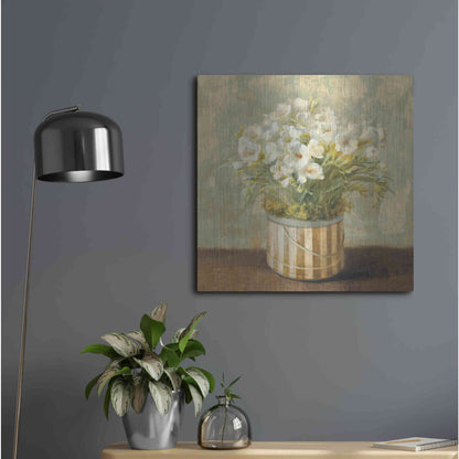 Luxe Metal Art 'Hatbox Freesia' by Danhui Nai, Metal Wall Art,24x24