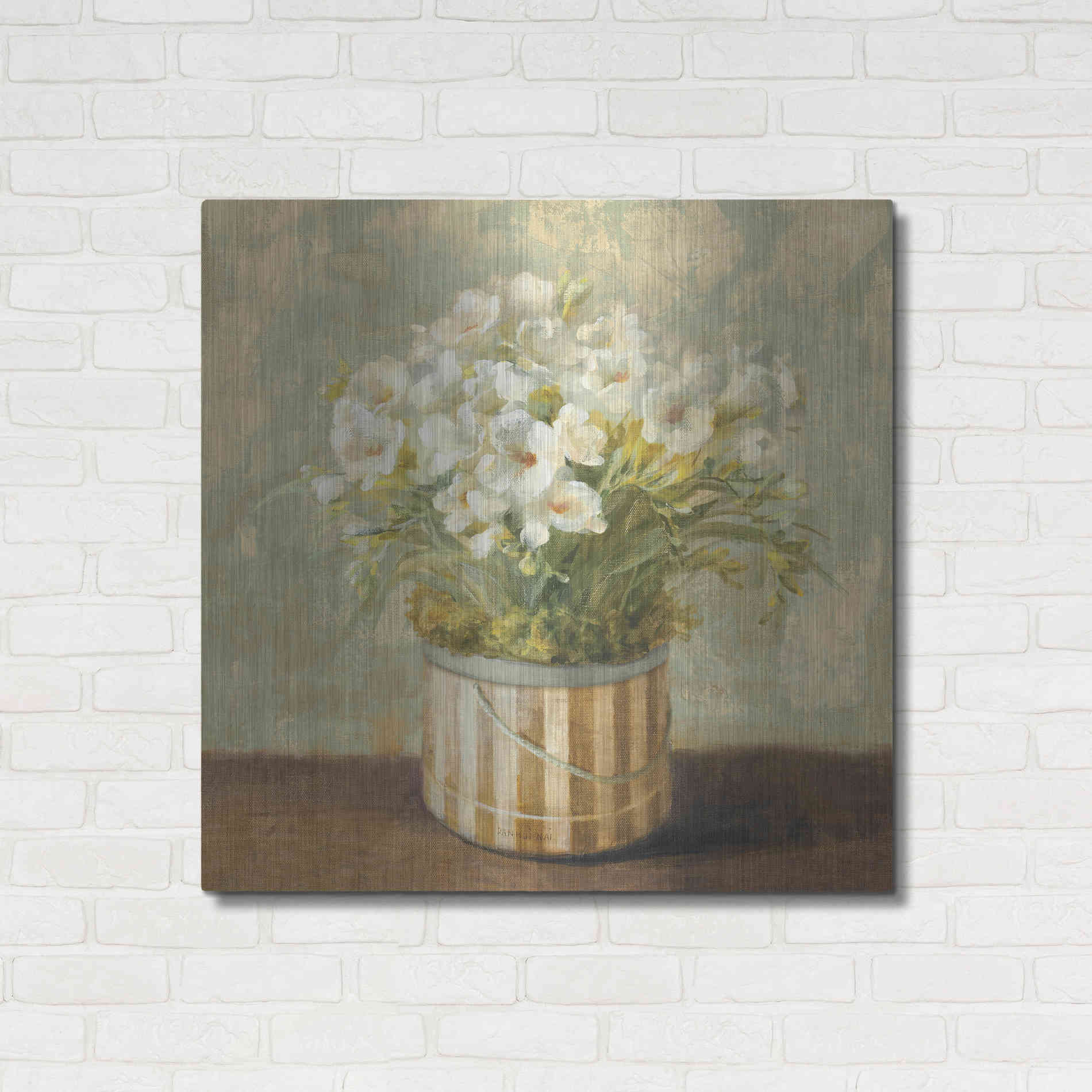 Luxe Metal Art 'Hatbox Freesia' by Danhui Nai, Metal Wall Art,36x36