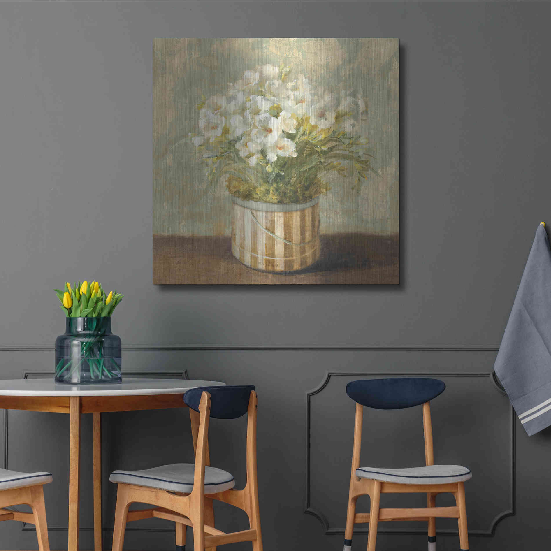 Luxe Metal Art 'Hatbox Freesia' by Danhui Nai, Metal Wall Art,36x36