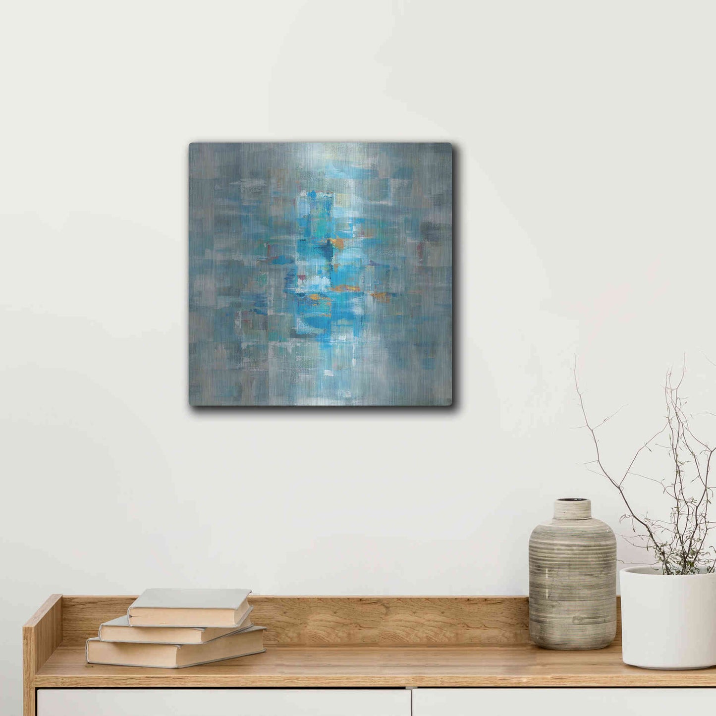 Luxe Metal Art 'Abstract Squares' by Danhui Nai, Metal Wall Art,12x12