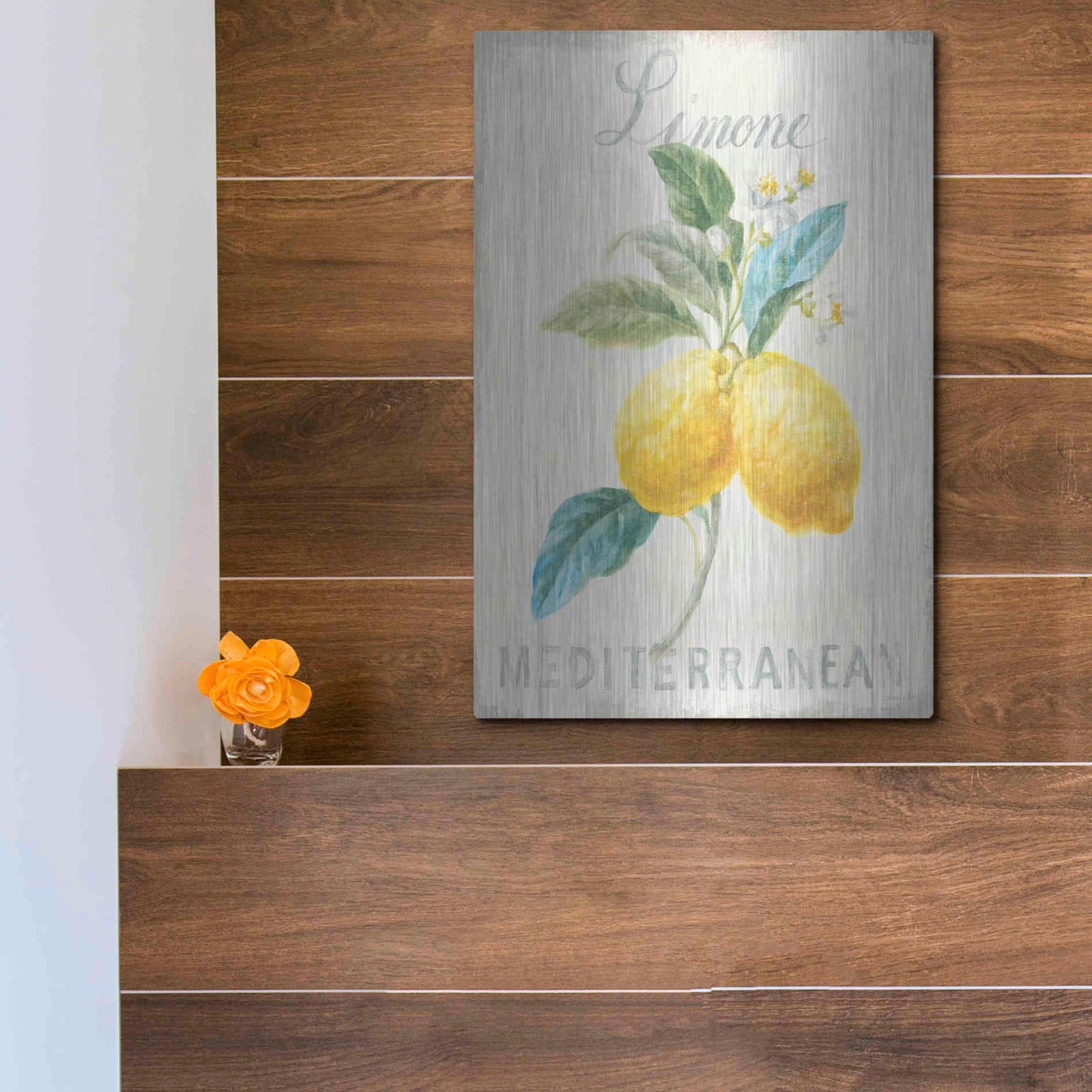 Luxe Metal Art 'Floursack Lemon III' by Danhui Nai, Metal Wall Art,12x16