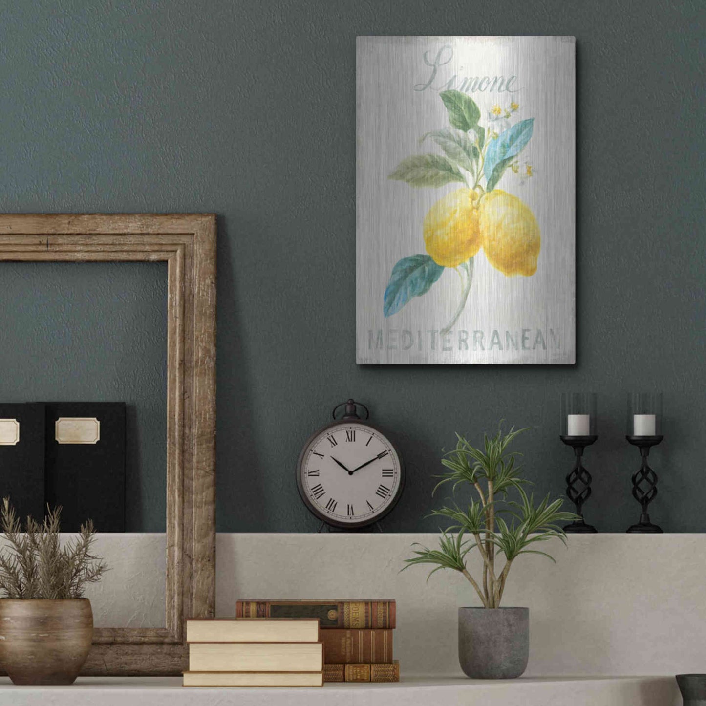 Luxe Metal Art 'Floursack Lemon III' by Danhui Nai, Metal Wall Art,12x16
