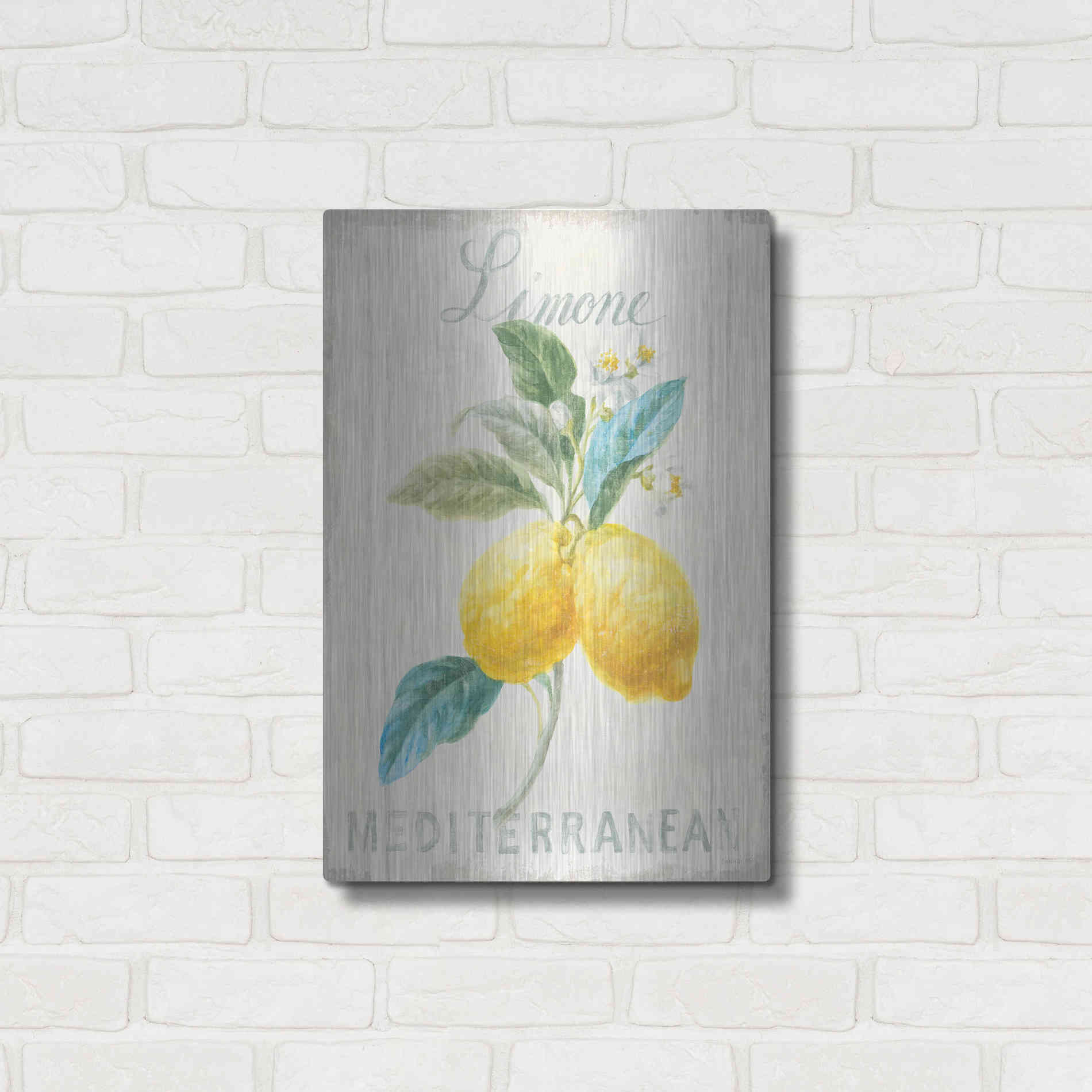 Luxe Metal Art 'Floursack Lemon III' by Danhui Nai, Metal Wall Art,16x24