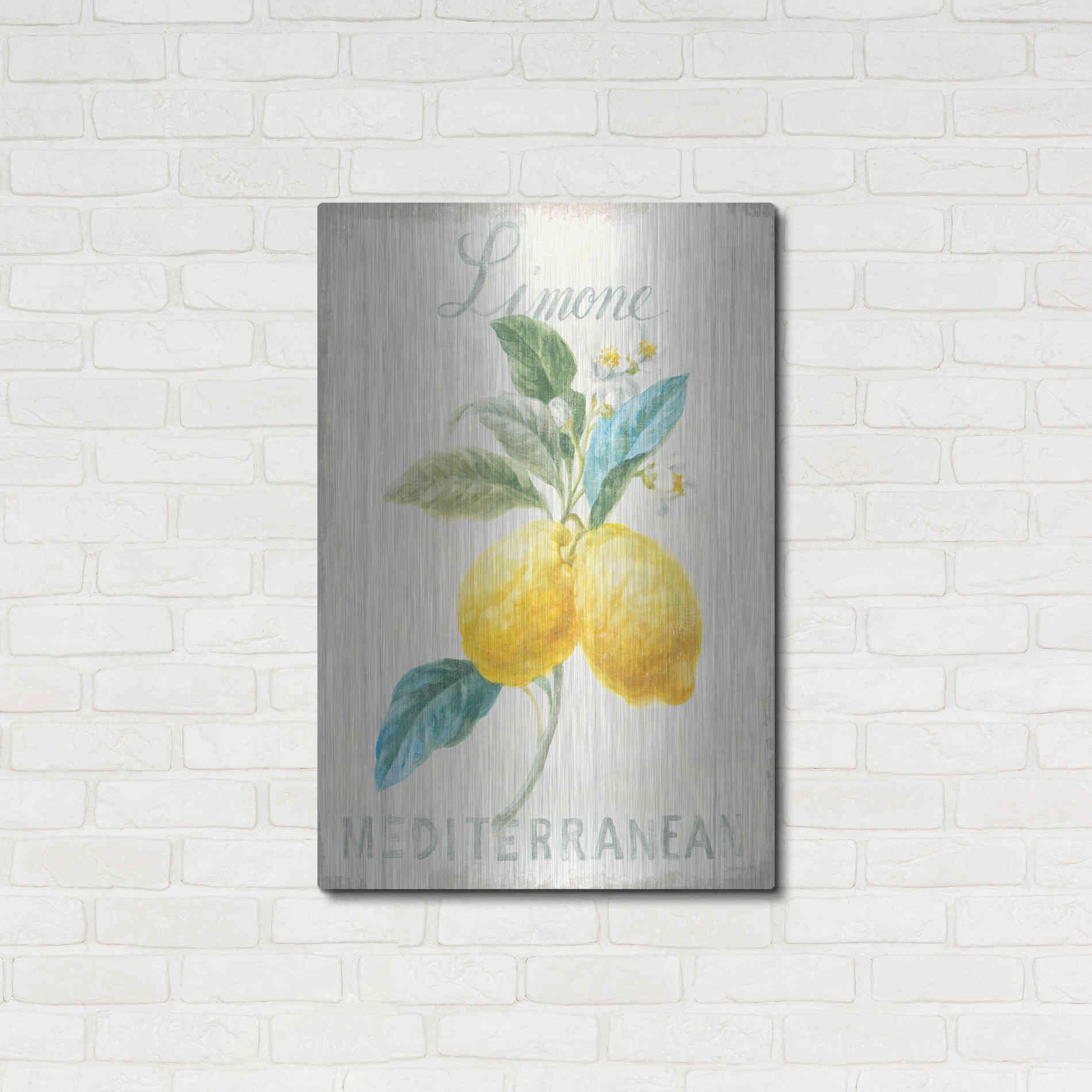 Luxe Metal Art 'Floursack Lemon III' by Danhui Nai, Metal Wall Art,24x36