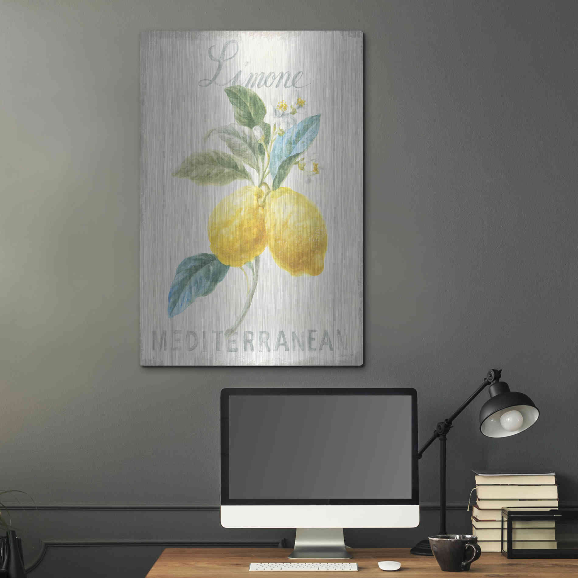Luxe Metal Art 'Floursack Lemon III' by Danhui Nai, Metal Wall Art,24x36