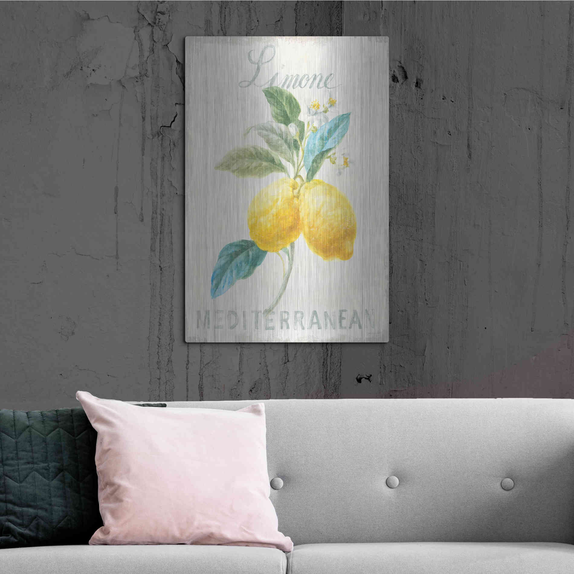 Luxe Metal Art 'Floursack Lemon III' by Danhui Nai, Metal Wall Art,24x36