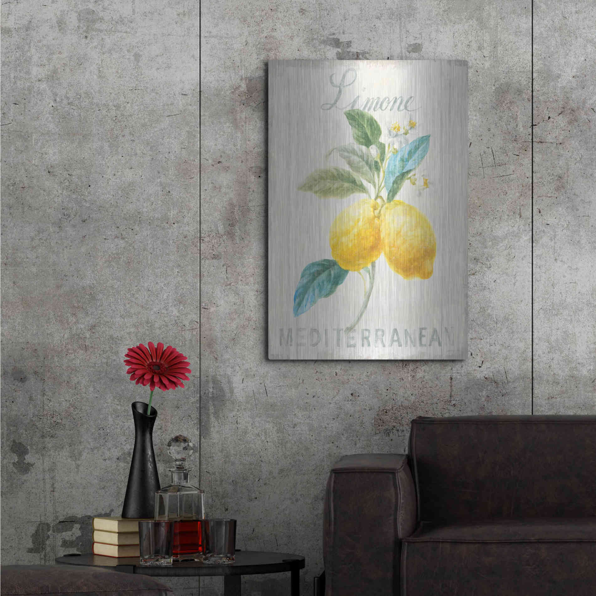 Luxe Metal Art 'Floursack Lemon III' by Danhui Nai, Metal Wall Art,24x36