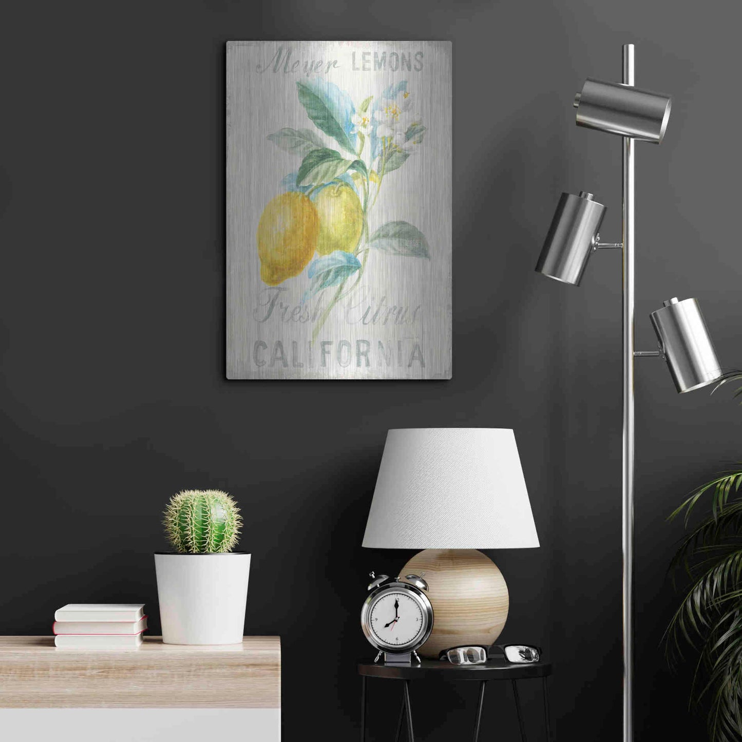 Luxe Metal Art 'Floursack Lemon II' by Danhui Nai, Metal Wall Art,16x24