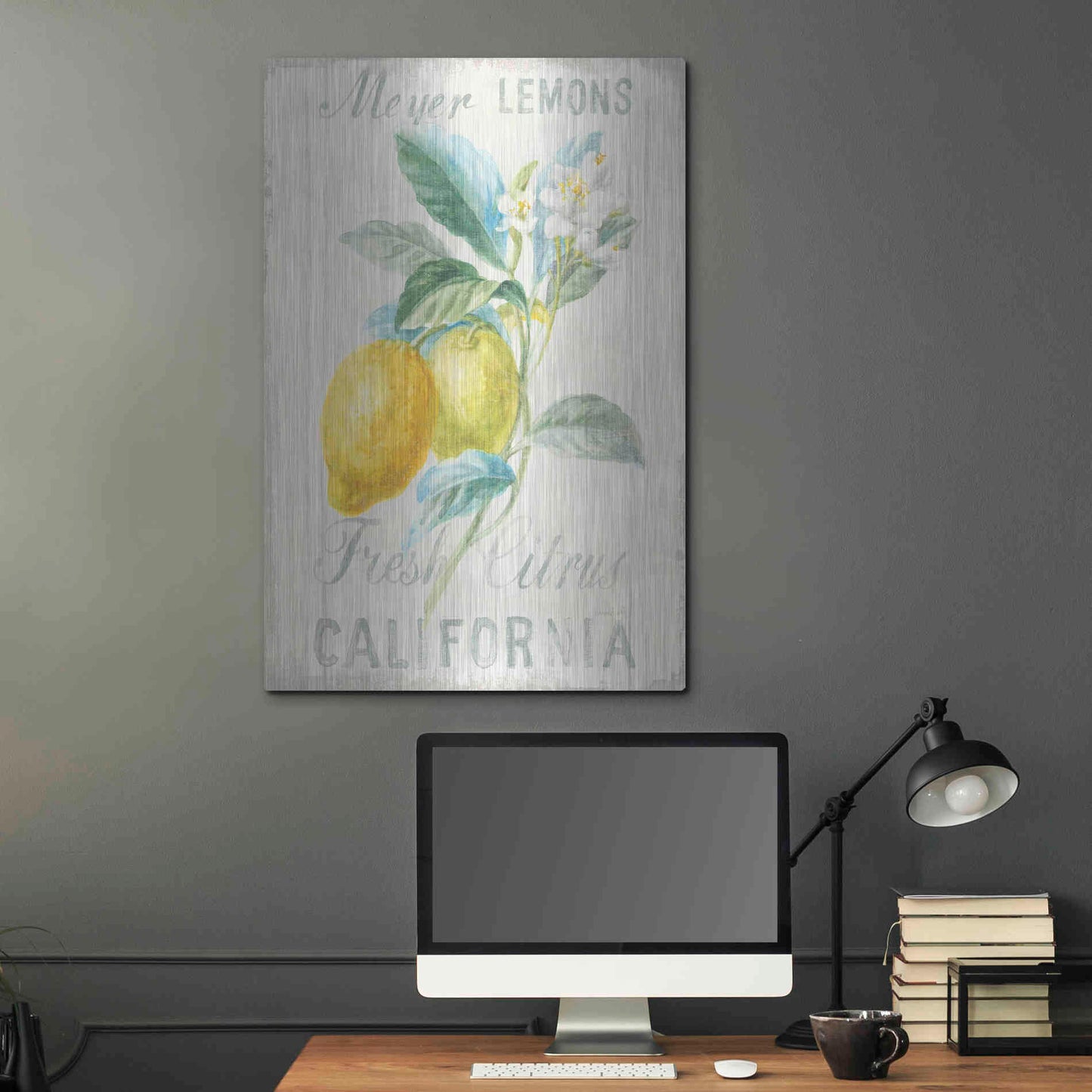 Luxe Metal Art 'Floursack Lemon II' by Danhui Nai, Metal Wall Art,24x36