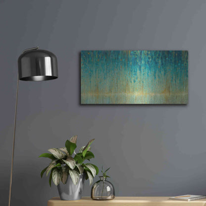 Luxe Metal Art 'Rain Abstract I Panel' by Danhui Nai, Metal Wall Art,24x12