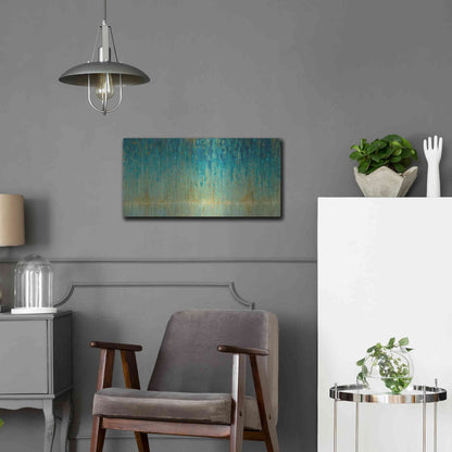 Luxe Metal Art 'Rain Abstract I Panel' by Danhui Nai, Metal Wall Art,24x12