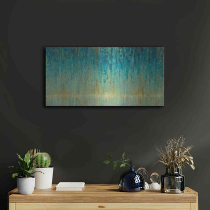 Luxe Metal Art 'Rain Abstract I Panel' by Danhui Nai, Metal Wall Art,24x12