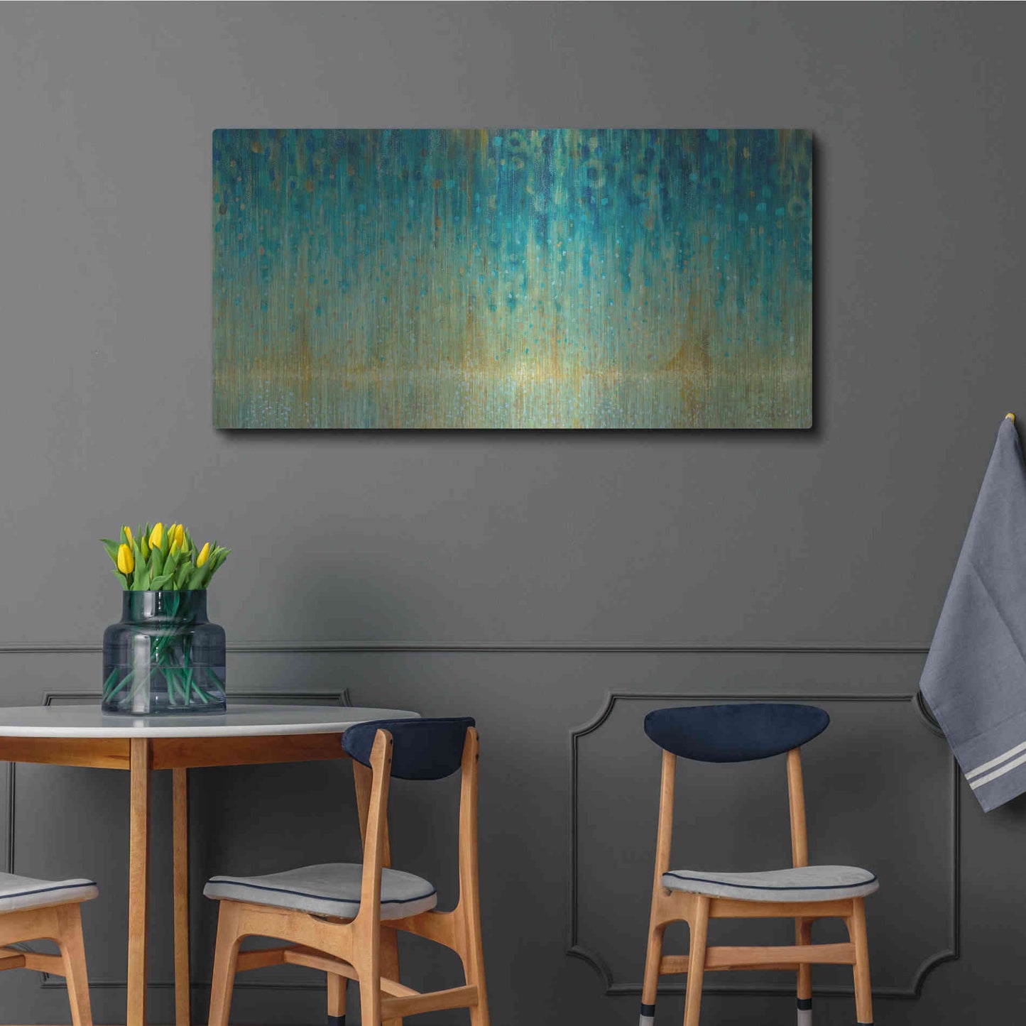 Luxe Metal Art 'Rain Abstract I Panel' by Danhui Nai, Metal Wall Art,48x24