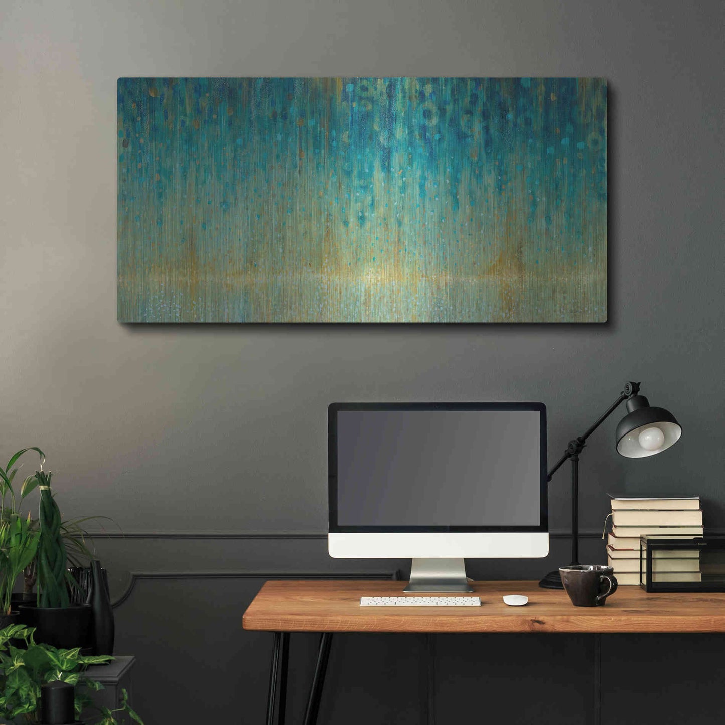 Luxe Metal Art 'Rain Abstract I Panel' by Danhui Nai, Metal Wall Art,48x24