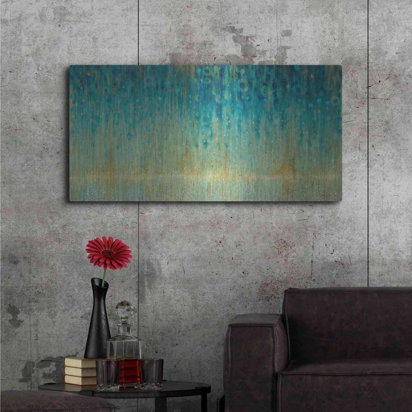 Luxe Metal Art 'Rain Abstract I Panel' by Danhui Nai, Metal Wall Art,48x24