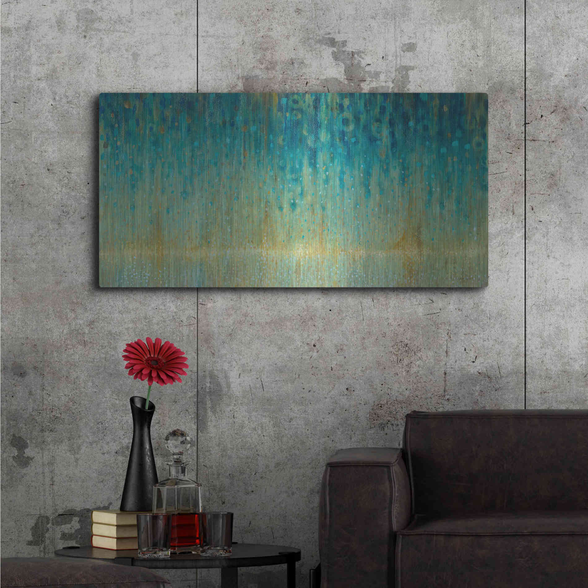 Luxe Metal Art 'Rain Abstract I Panel' by Danhui Nai, Metal Wall Art,48x24