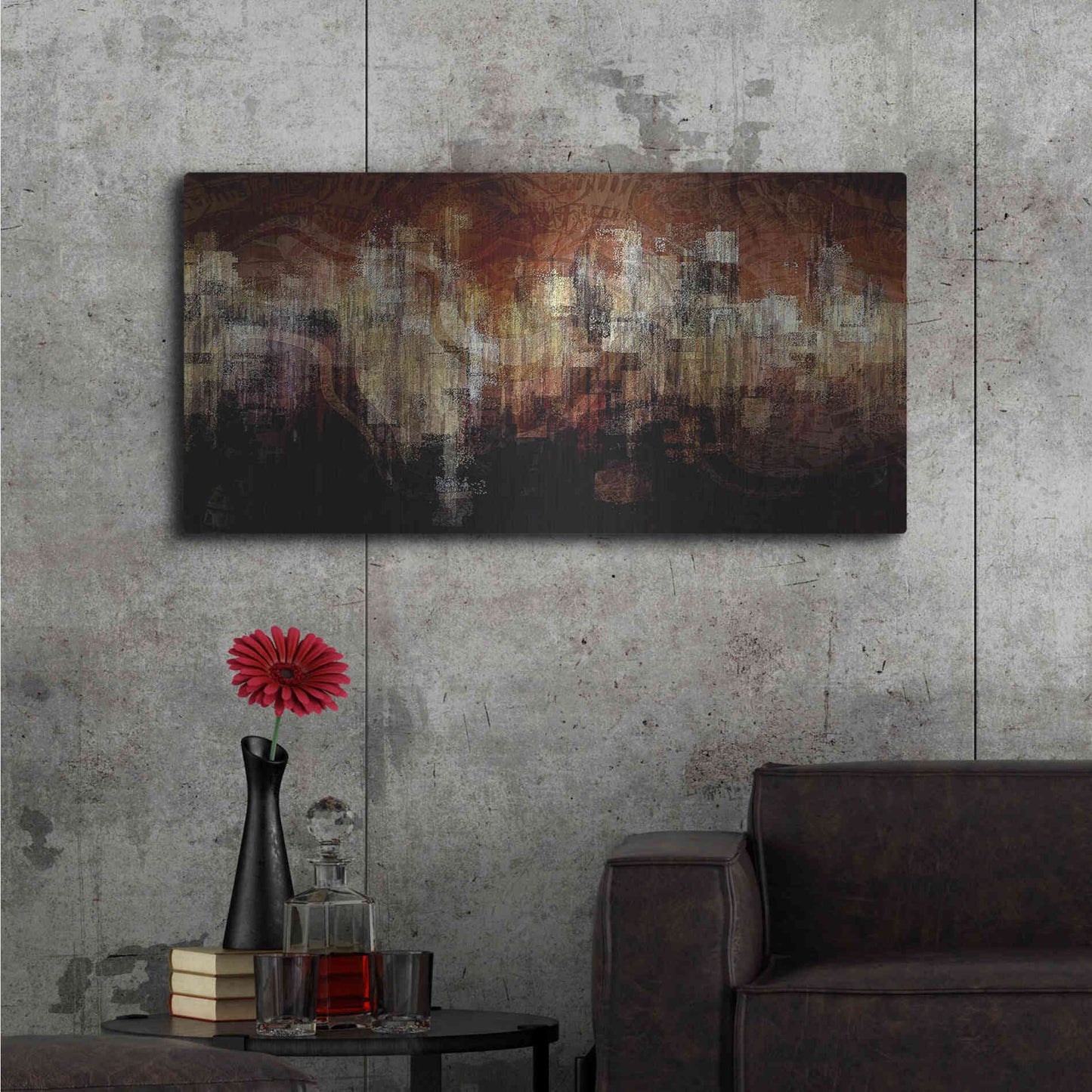 Luxe Metal Art 'City on the Edge' by David Manlove, Metal Wall Art,48x24