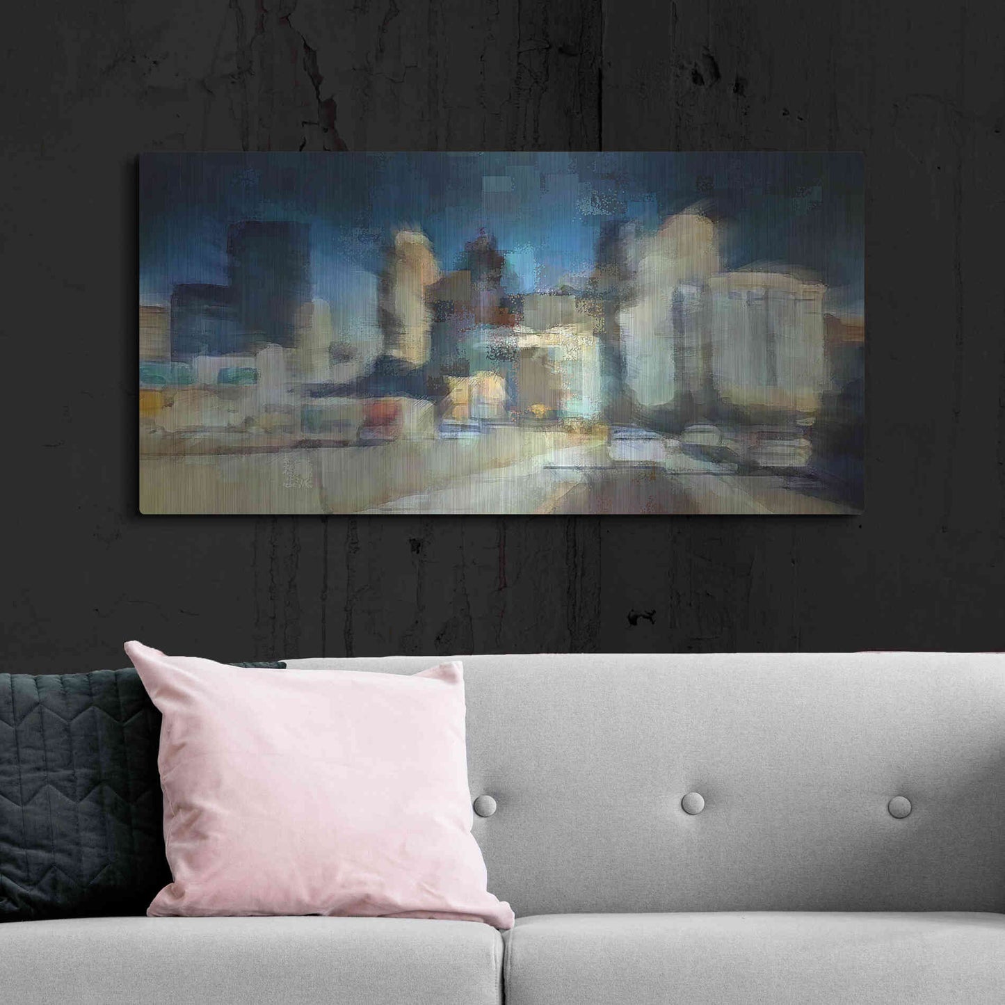 Luxe Metal Art 'City in Motion' by David Manlove, Metal Wall Art,48x24