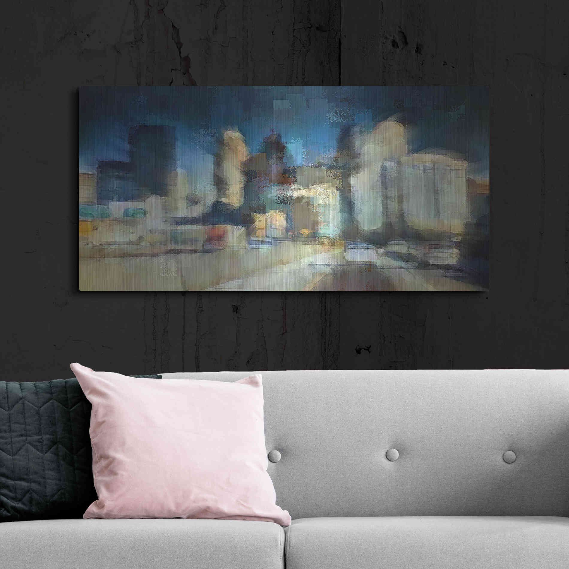 Luxe Metal Art 'City in Motion' by David Manlove, Metal Wall Art,48x24