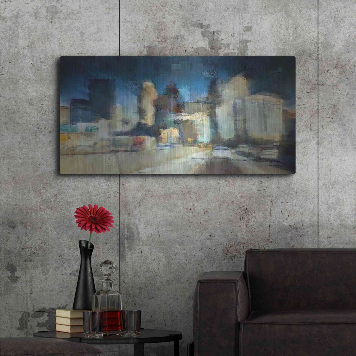 Luxe Metal Art 'City in Motion' by David Manlove, Metal Wall Art,48x24