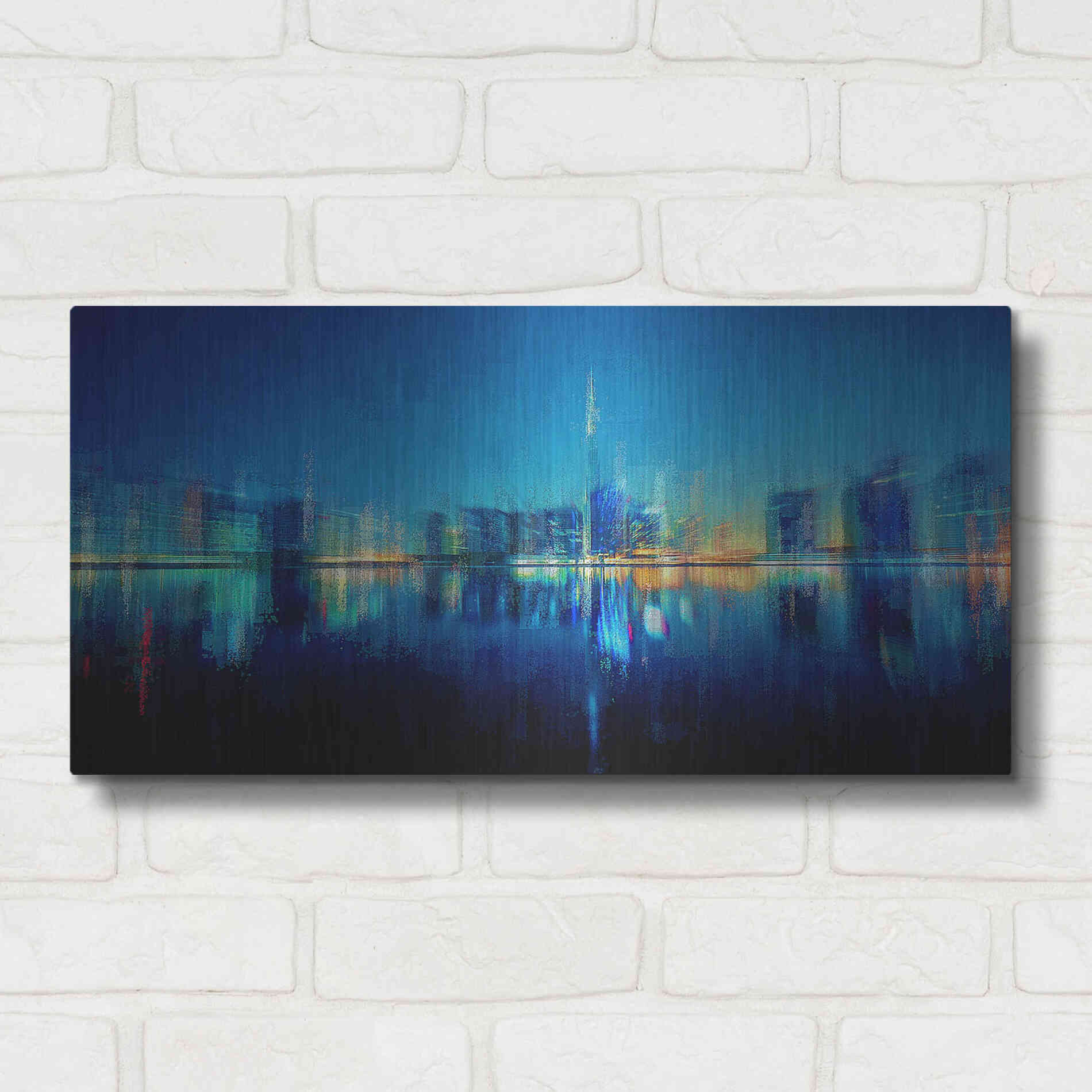 Luxe Metal Art 'Night of the City' by David Manlove, Metal Wall Art,24x12