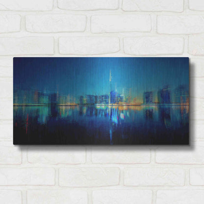 Luxe Metal Art 'Night of the City' by David Manlove, Metal Wall Art,24x12