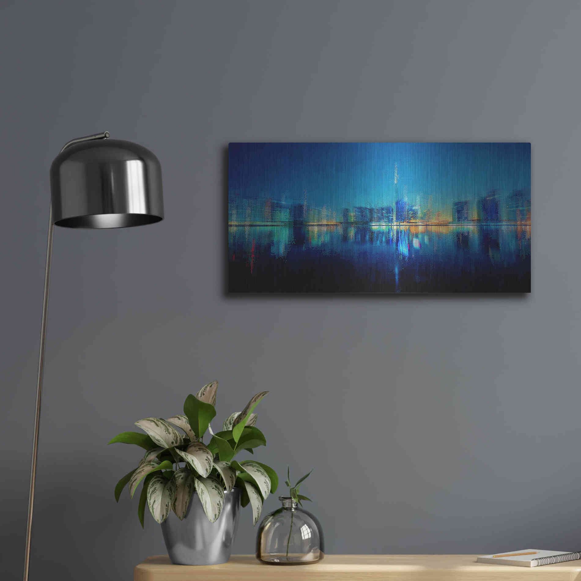 Luxe Metal Art 'Night of the City' by David Manlove, Metal Wall Art,24x12