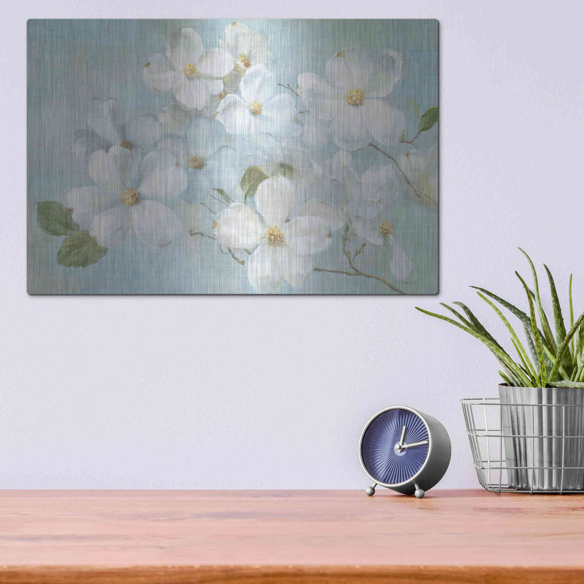 Luxe Metal Art 'Indiness Blossoms Light' by Danhui Nai, Metal Wall Art,16x12