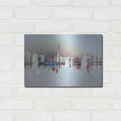 Luxe Metal Art 'City of Pastels' by David Manlove, Metal Wall Art,16x12