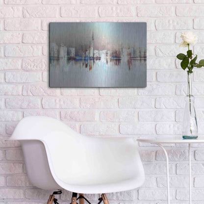 Luxe Metal Art 'City of Pastels' by David Manlove, Metal Wall Art,24x16