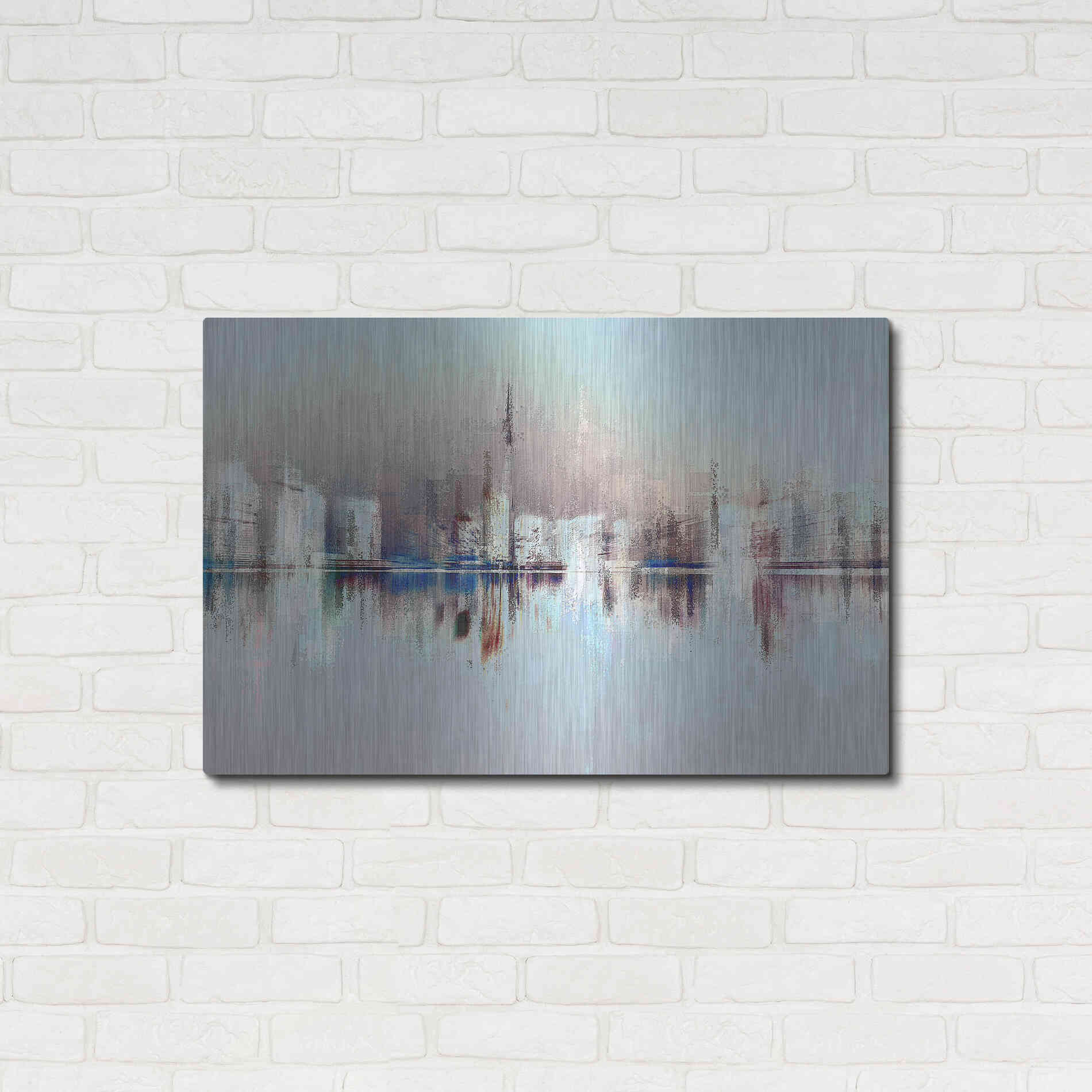 Luxe Metal Art 'City of Pastels' by David Manlove, Metal Wall Art,36x24